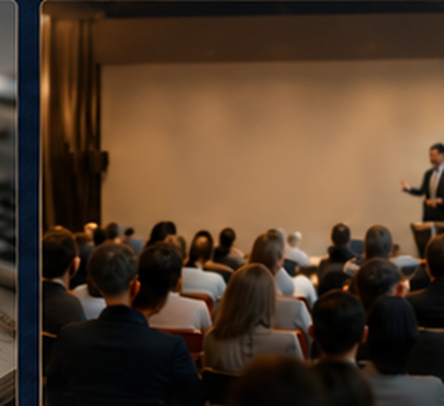 Professional educational presentation and audience